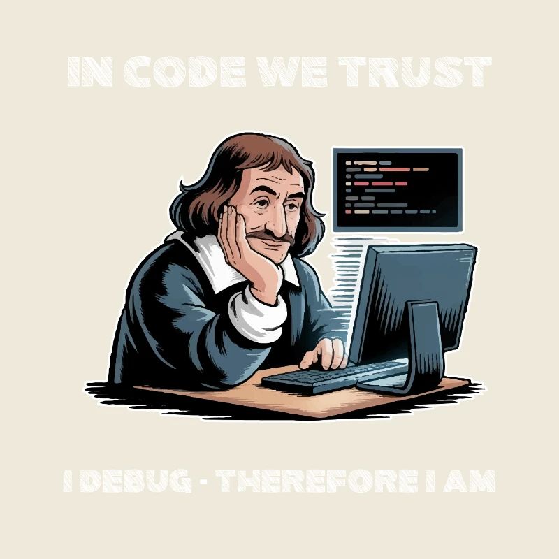 Philosopher Descartes Meme - for dark background