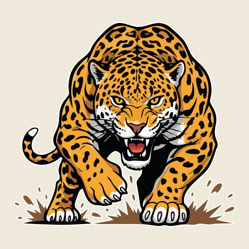 Jaguar Leopard Wildrennen Maskottchen Predator