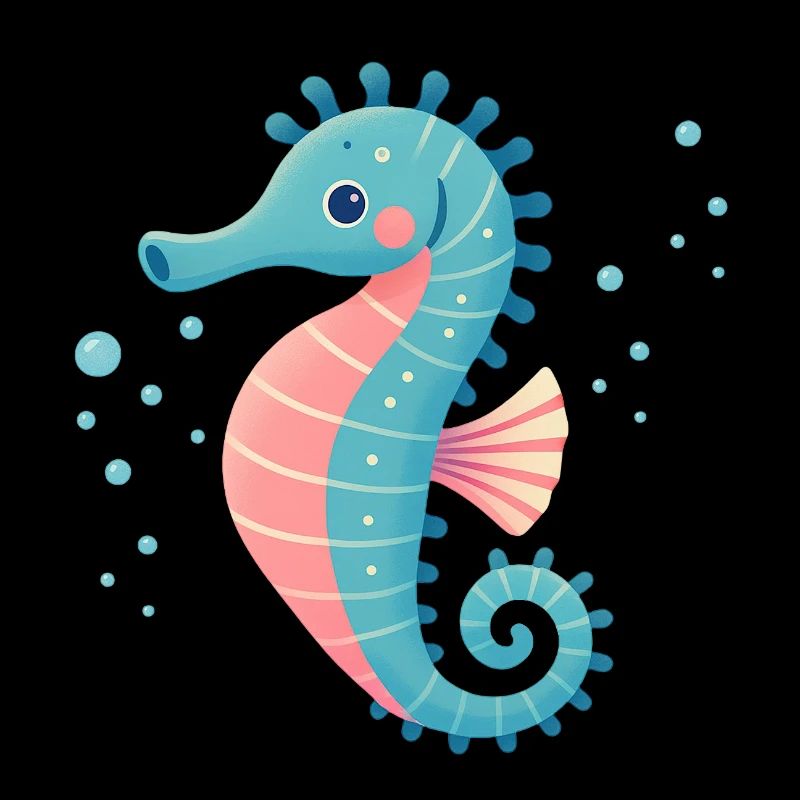 Hippocampe en turquoise et rose