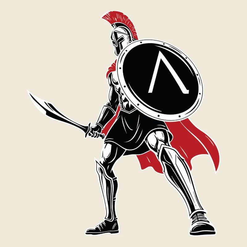 Spartan Sword Shield Mascot Spartan Legend