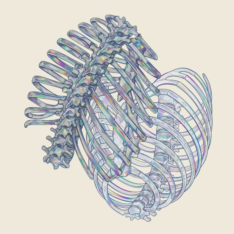 Irisierende Rippen in Spiralform