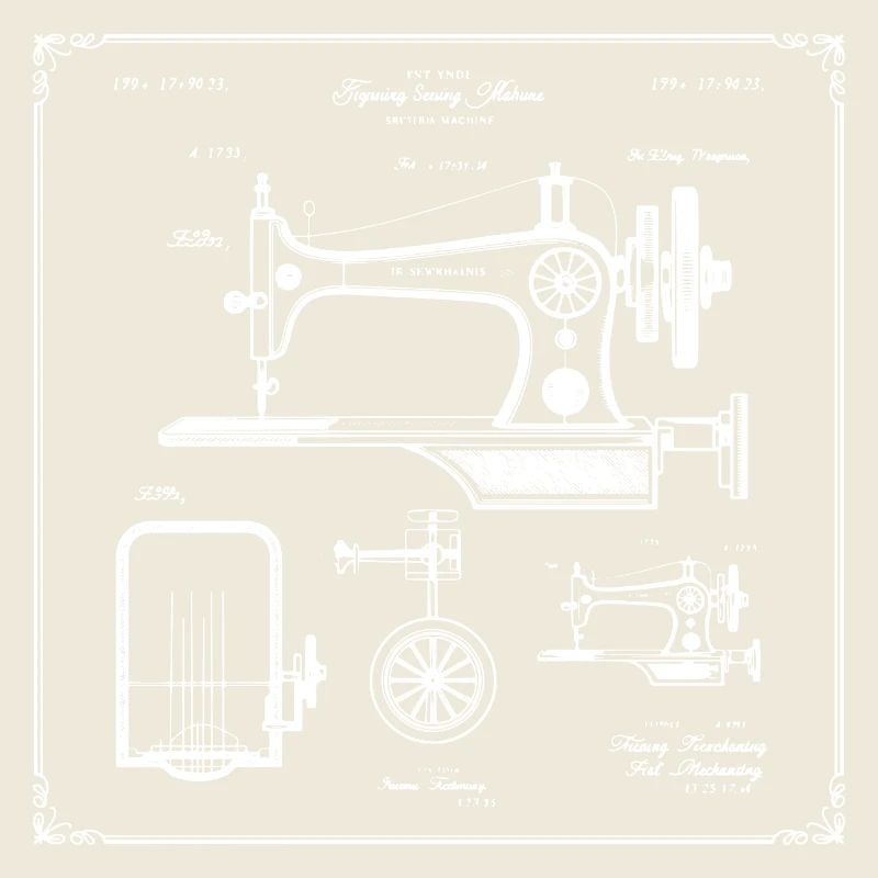 Plan de machine à coudre antique