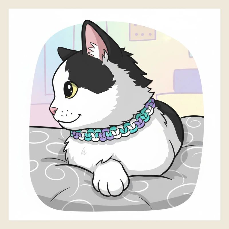 Chat avec un collier pastel