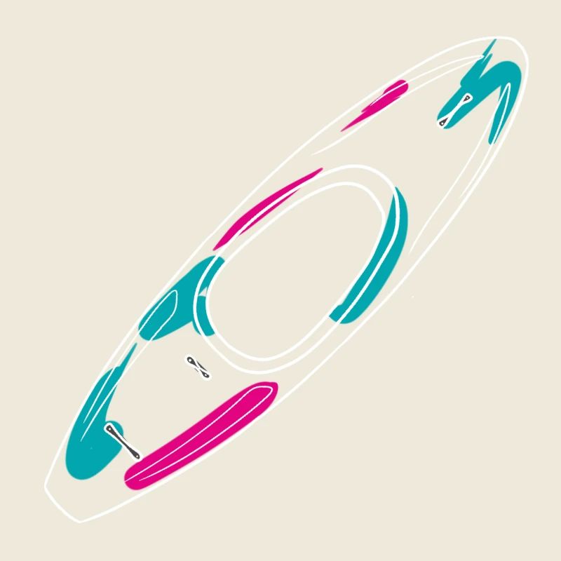 Contours d’un kayak d’eau vive de style néon