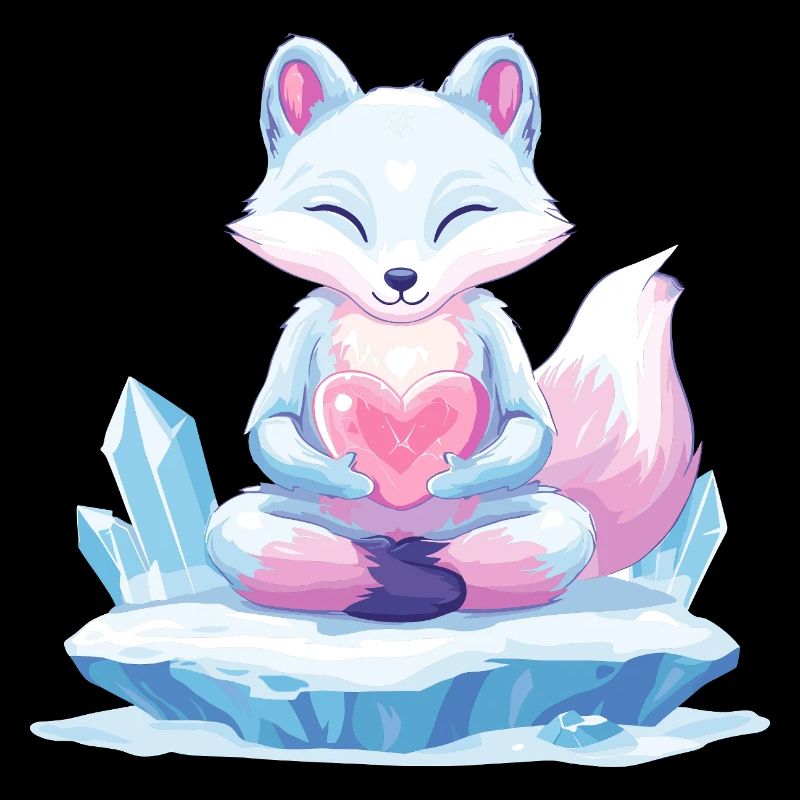 Pastell-Eisfuchs mit Herz