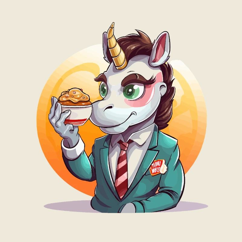 Unicorn im Anzug mit Pie