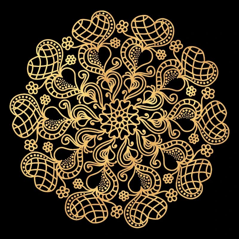 Mandala aus Herzen - gold