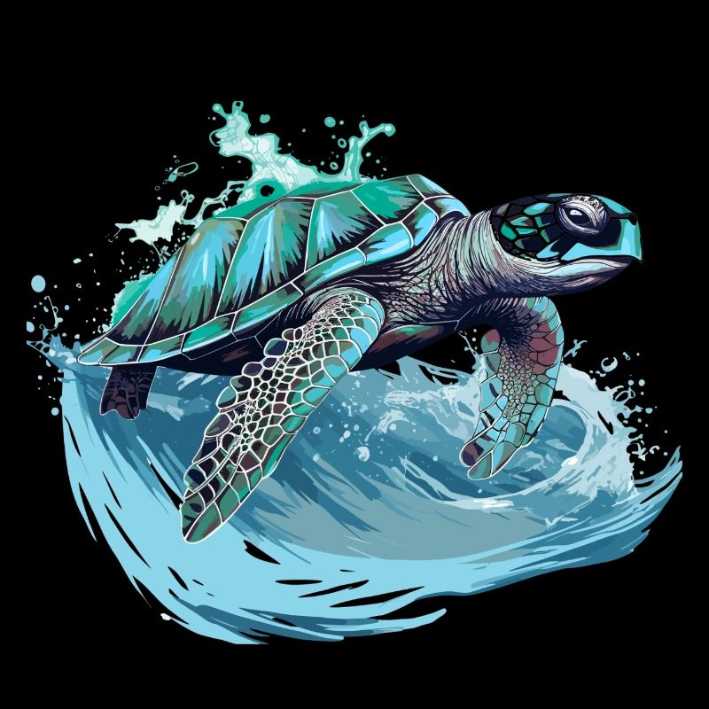 Neon Sea Turtle Wave Dance