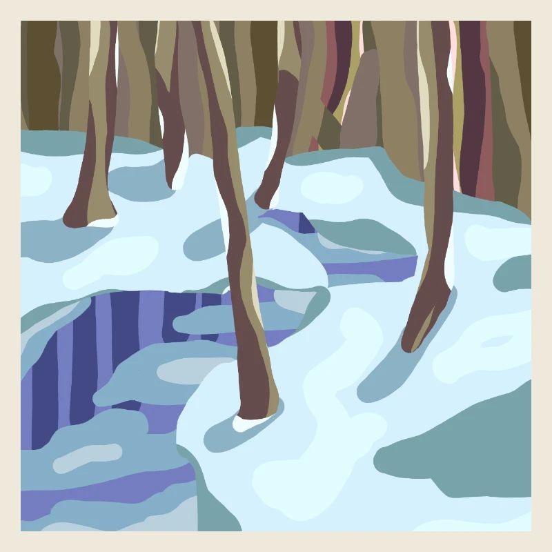 Winterwald in kalten Schatten