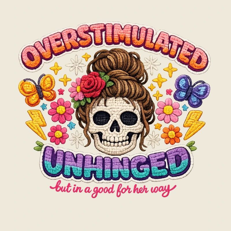 Overstimulated Unhinged Patch Skull