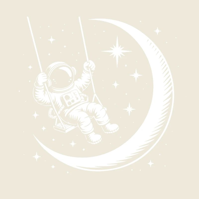 Astronaut Crescent Moon Swing Universe
