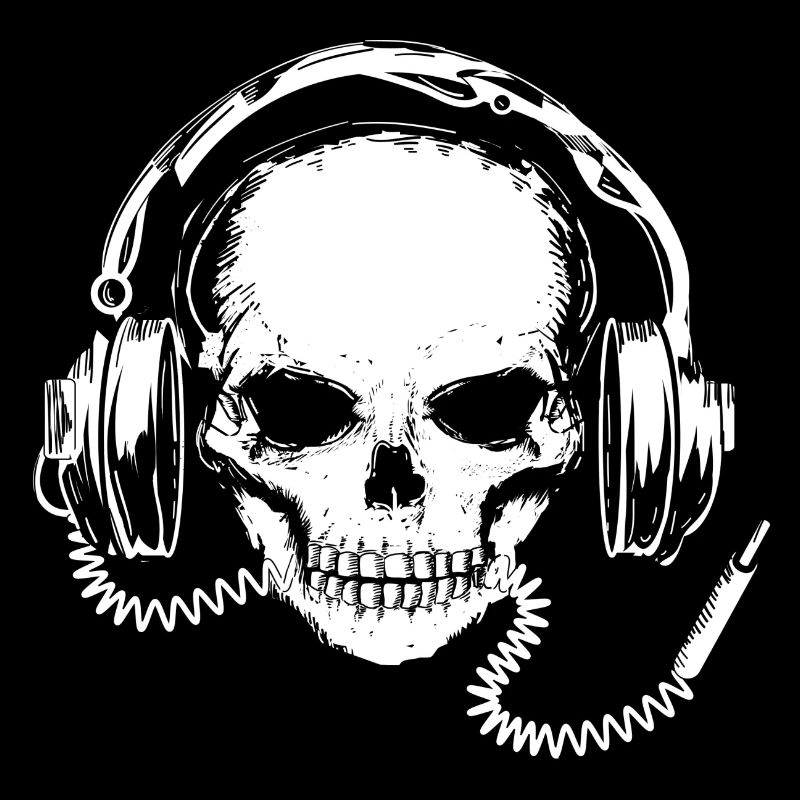 Skull with headphones