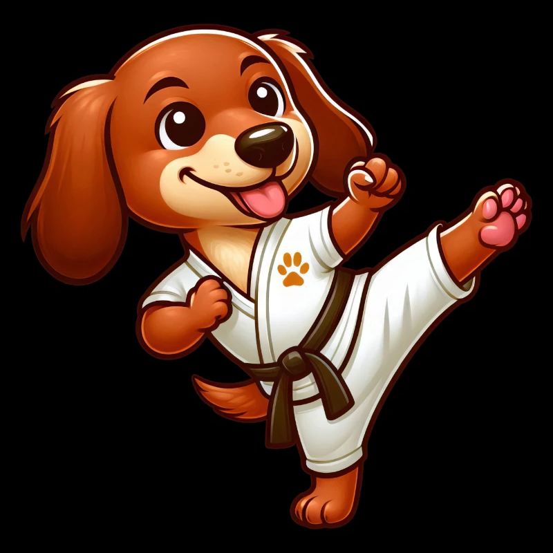 Dachshund Karate Martial Arts High Kick Martial Arts