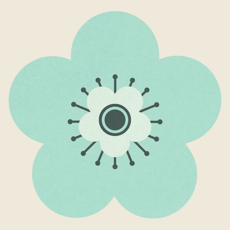 Vert menthe et fleur bleue