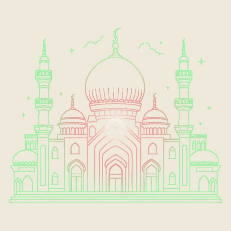 Moschee Stern Halbmond stilisiert grün oder schwarz