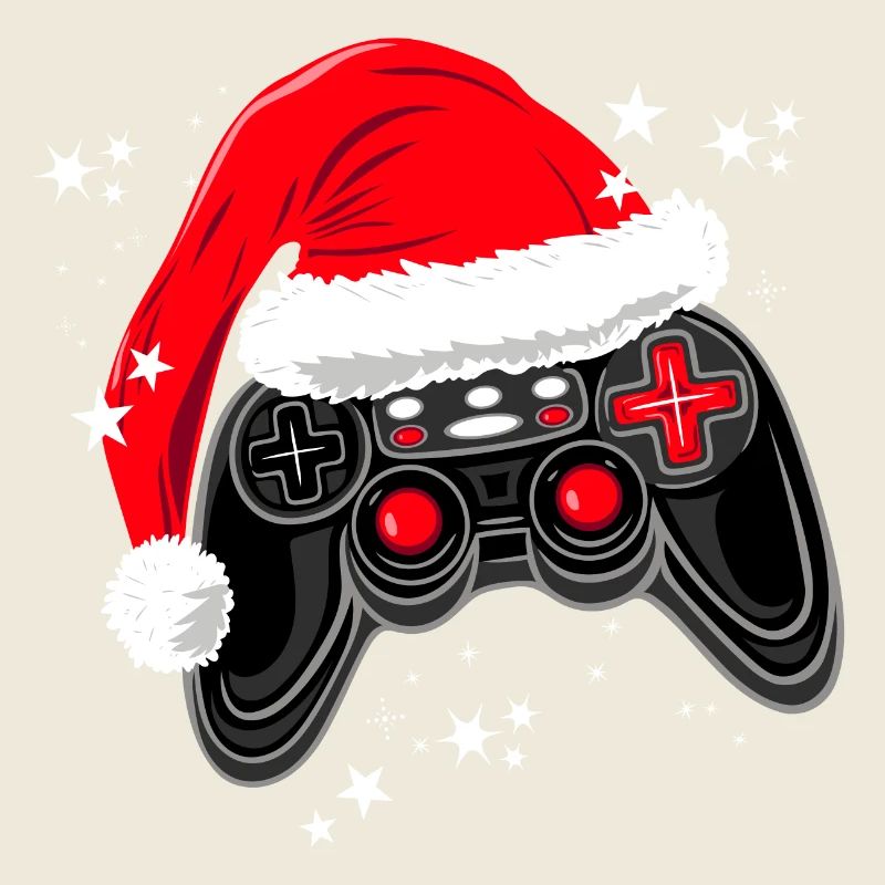 Gaming-Controller mit Weihnachtsmütze
