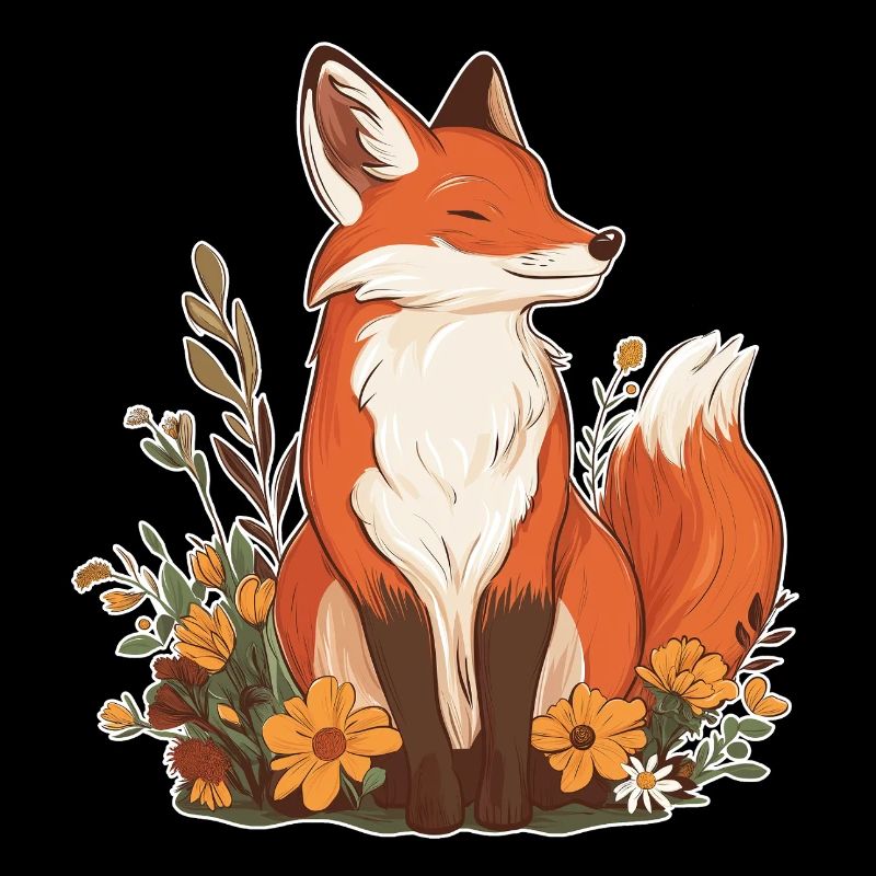 Fox with flowers
