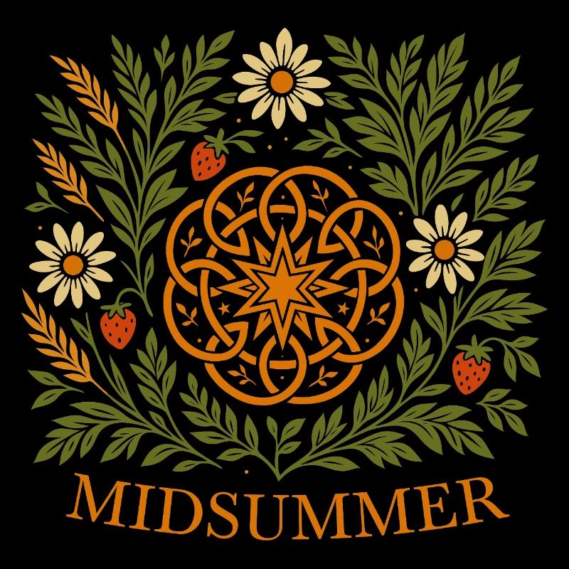 Mittsommer Sommer Mandala - Erdbeeren & Blumen