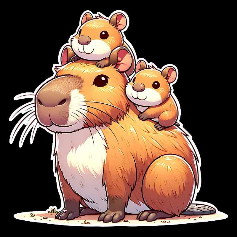 Capybara Mama Sohn Tochter Kinder