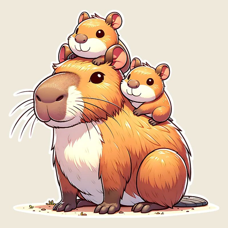 Capybara Mama Sohn Tochter Kinder