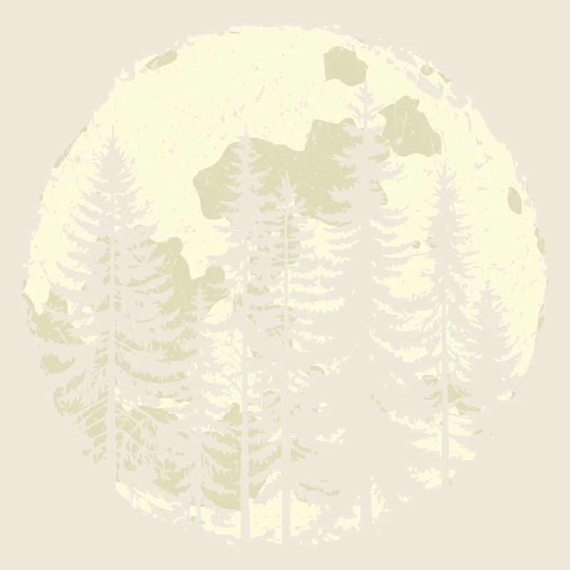 Night Forest Silhouette with Full Moon