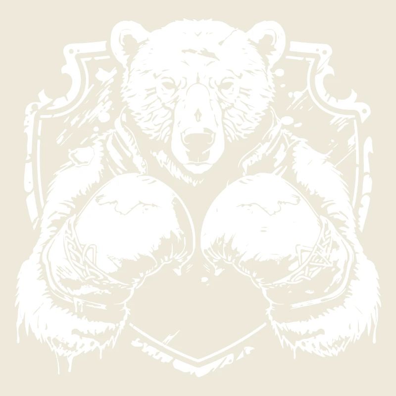Strong bear logo with fighting pose boxer