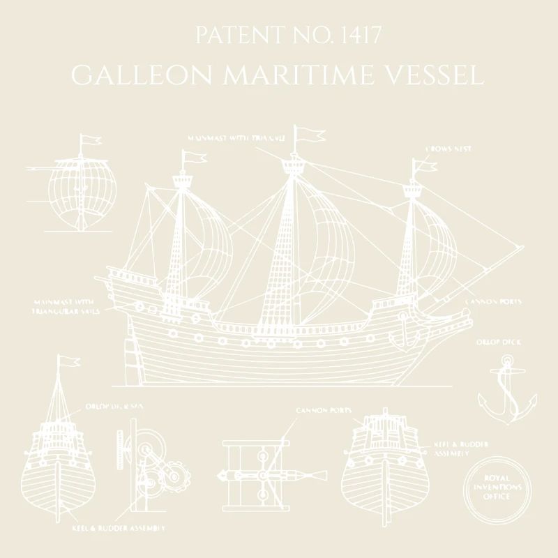 Galleon Blueprint Sail Ship