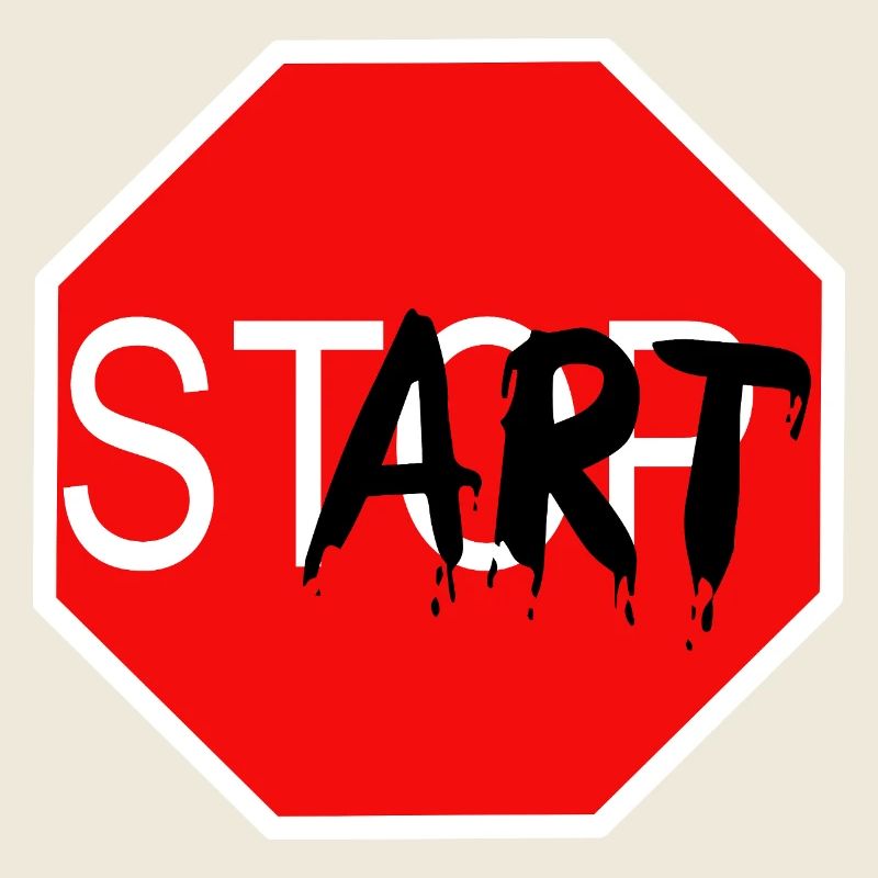 Startzeichen Graffiti Stoppschild