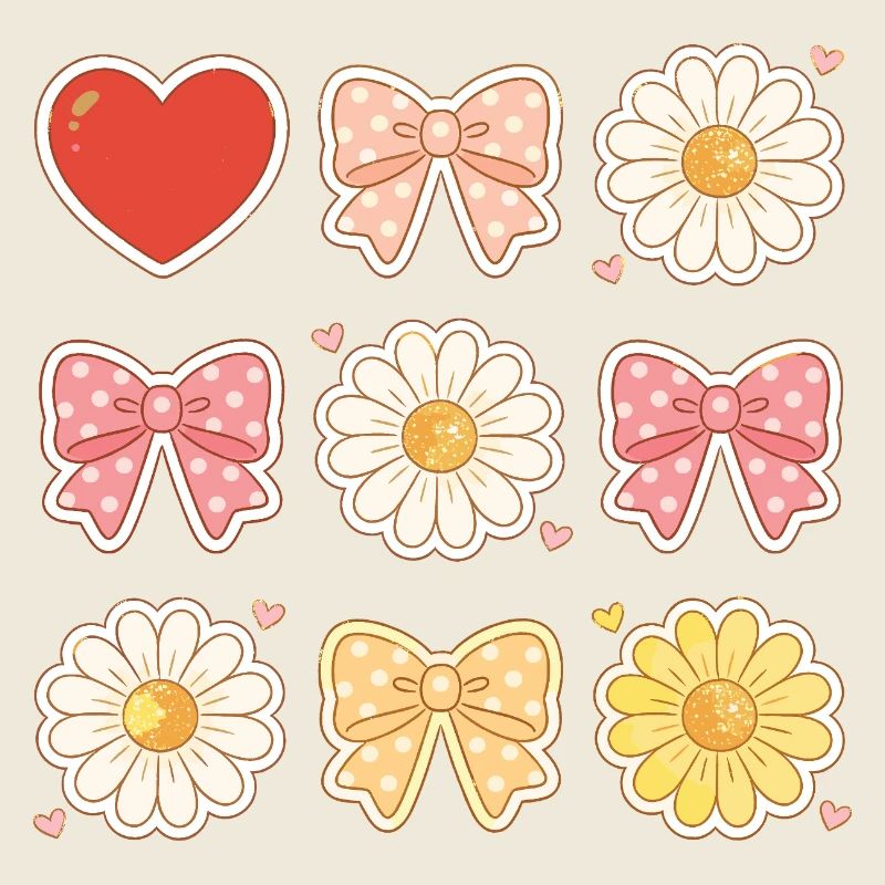 Pastel Daisy Bows Herzmuster