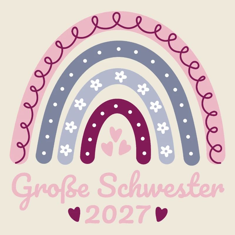 Große Schwester 2027 Boho Regenbogen pastell