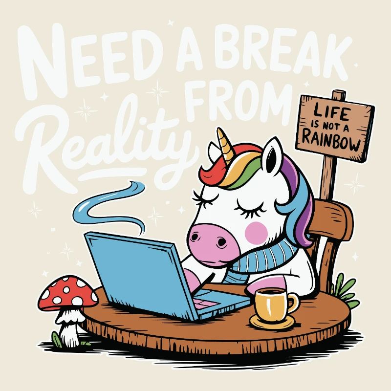 Ordinateur portable licorne pause au bureau Ordinateur drôle