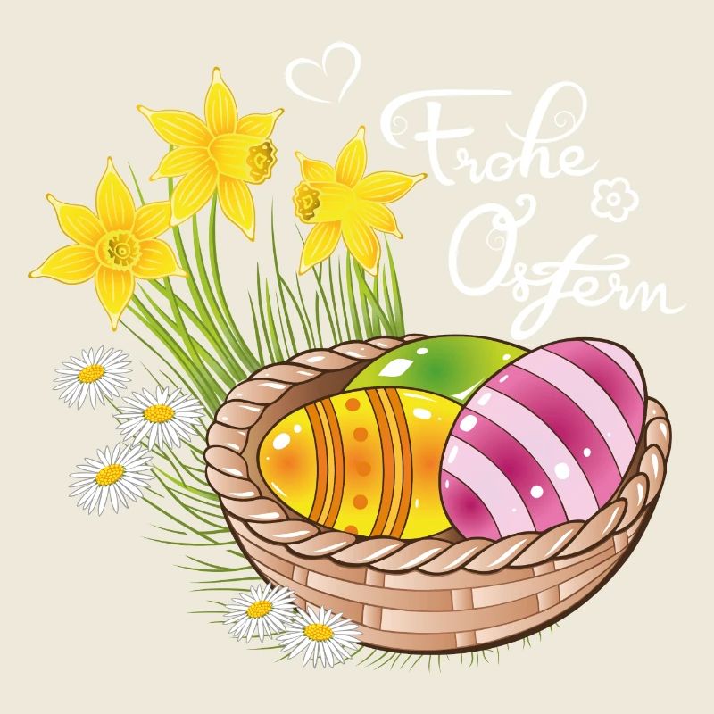 Happy Easter Easter basket Easter eggs Easter flowers eggs