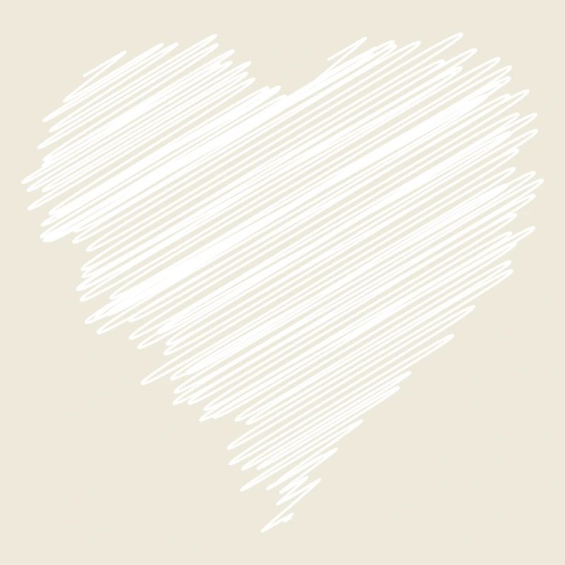 White scribble love heart