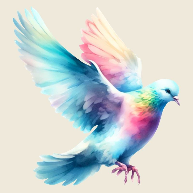 Vol arc-en-ciel : Colombe volante