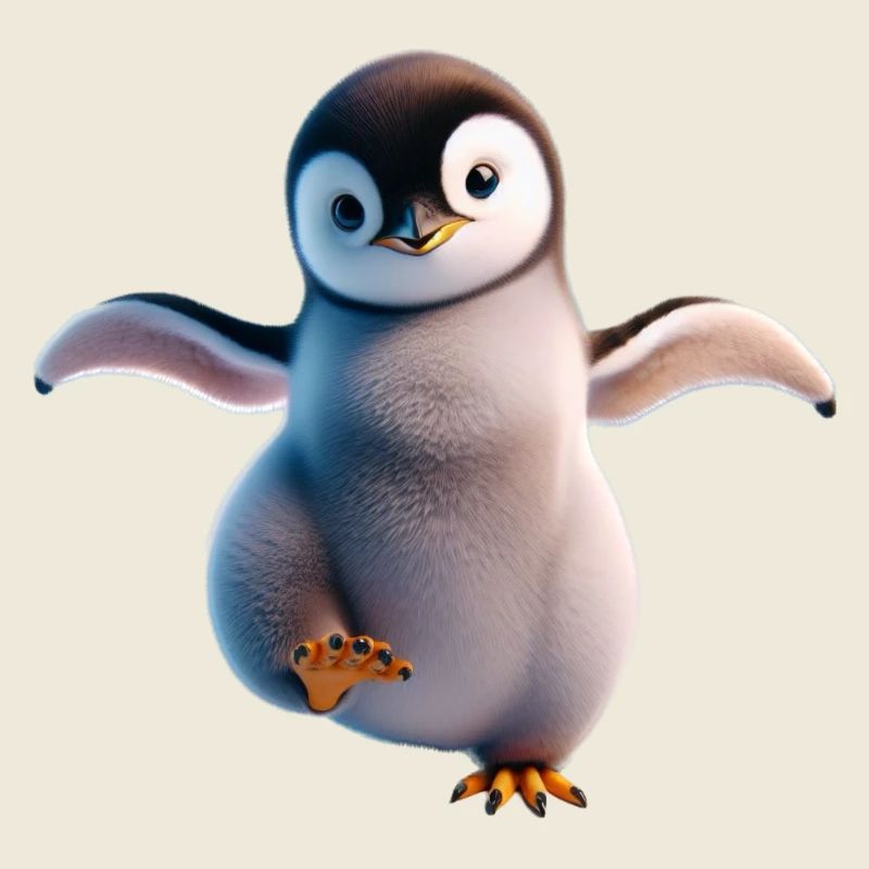 A happily dancing penguin