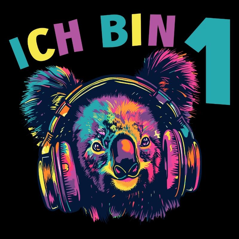 1.Geburtstag Koala Koalabär mit Kopfhörer Musik