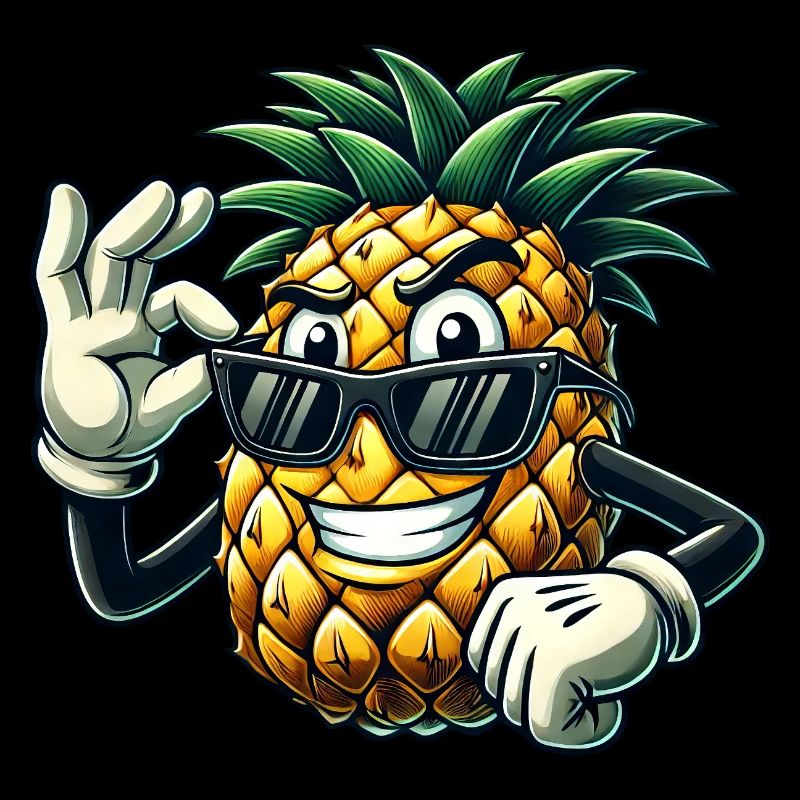 Pineapple Fruit Comic with Sunglasses