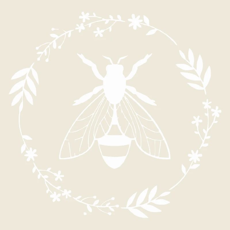 Abeille élégante et couronne florale