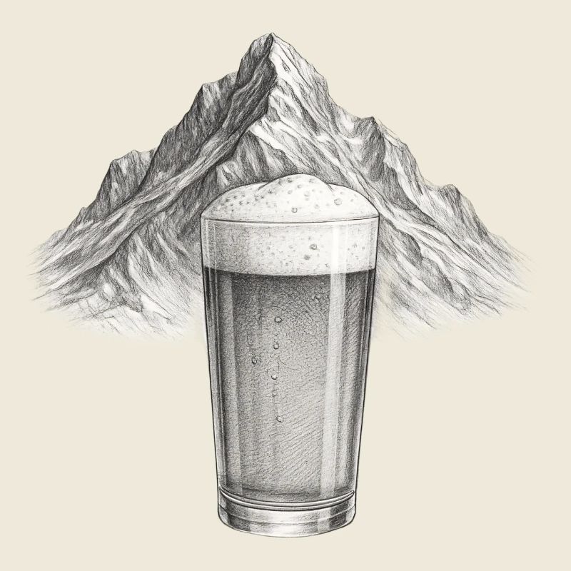 Bergblick mit Bierglas