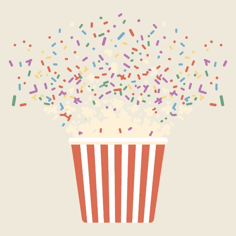 Explosion de pop-corn coloré avec des pépites pour