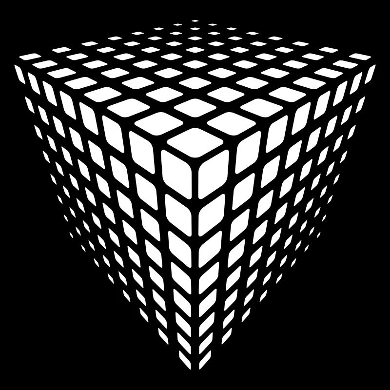 Monochrome Grid Cube Illusion