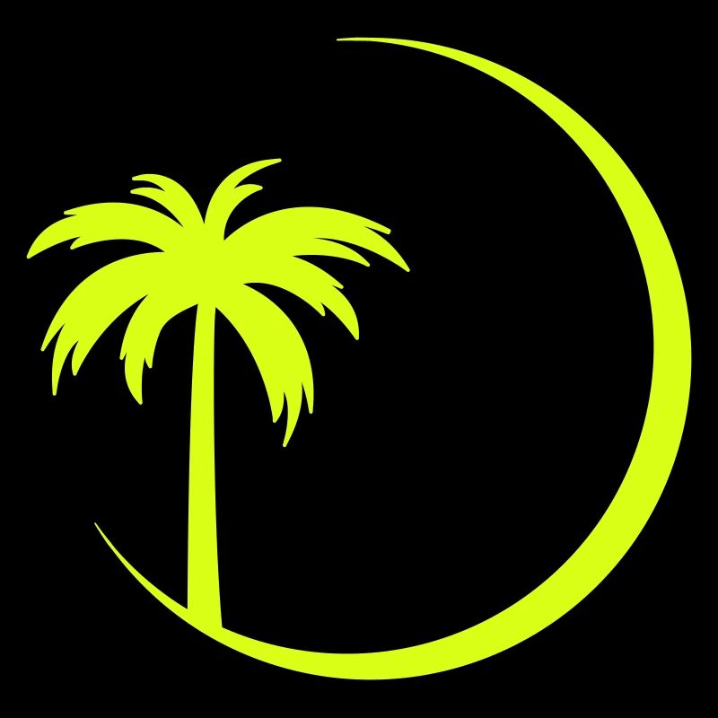 Neon palm tree in a circle