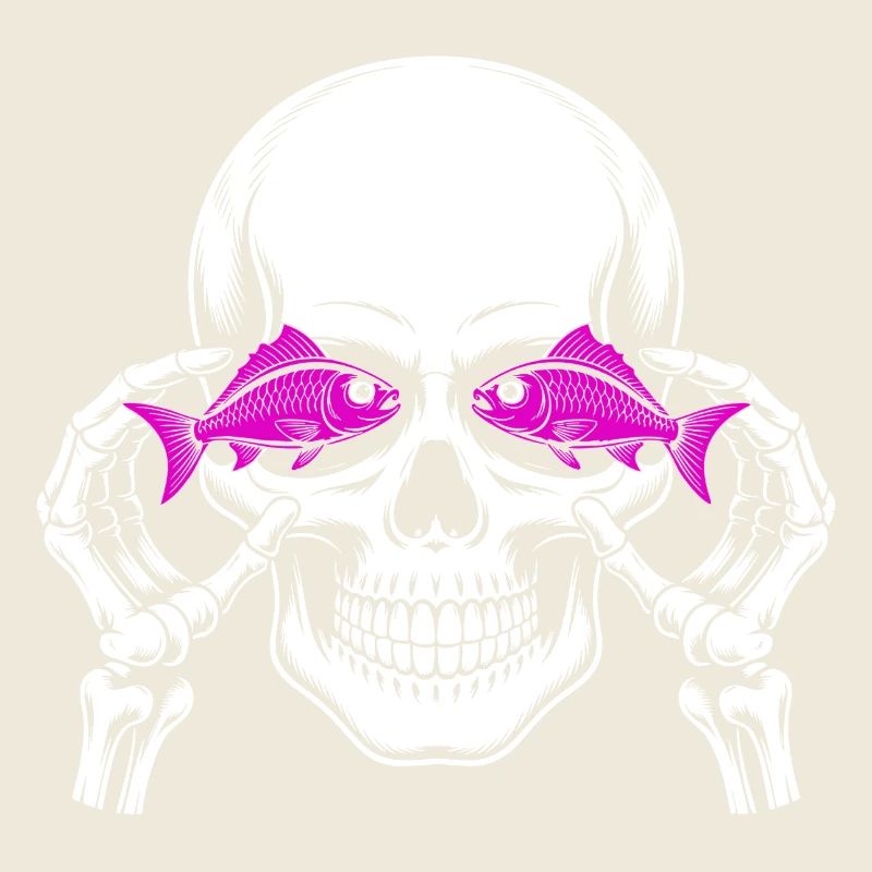 Skull and crossbones with fish