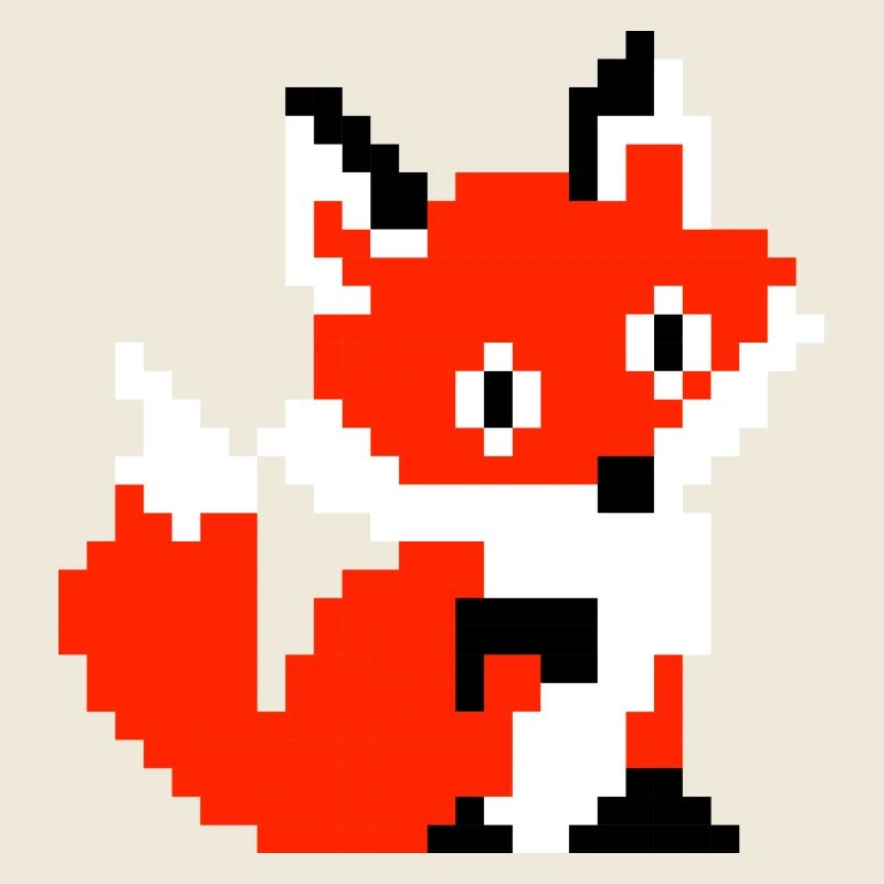 Fuchs Fox Pfote Pixel Retro Design Shirt Geschenk