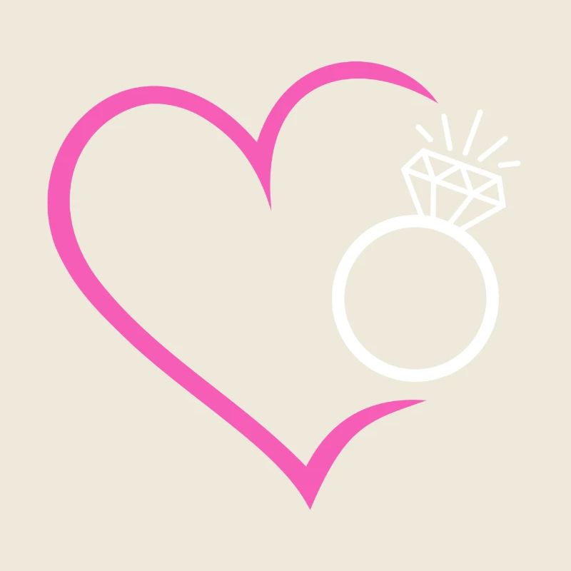 Heart with diamond ring, wedding ring, wedding ring, bride