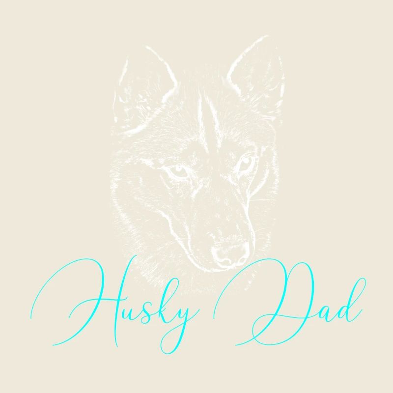 Husky Dad Silhouette Neon Script