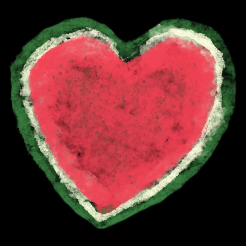 Melon, Pastèque, Aquarelle, Cœur