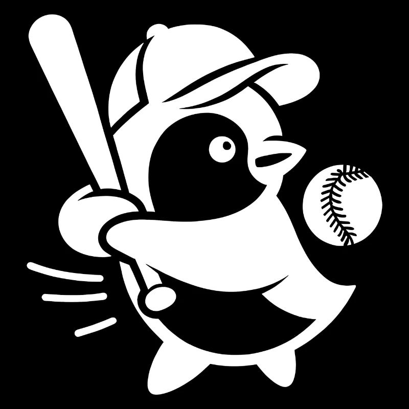 Minimalist Pinguin Baseball Silhouette