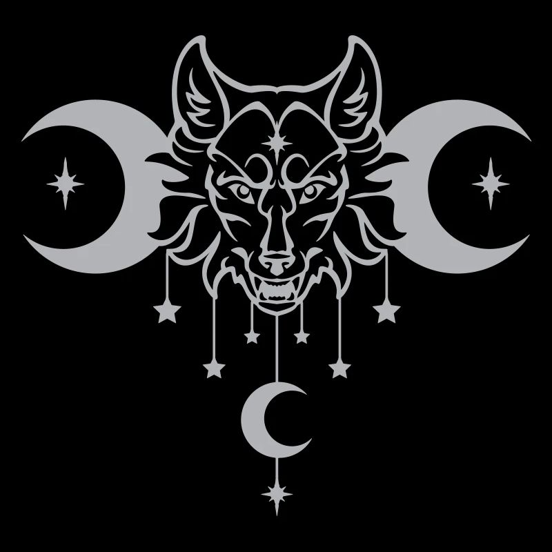 Wicca Moon Wolf - Anpassbare Farbe