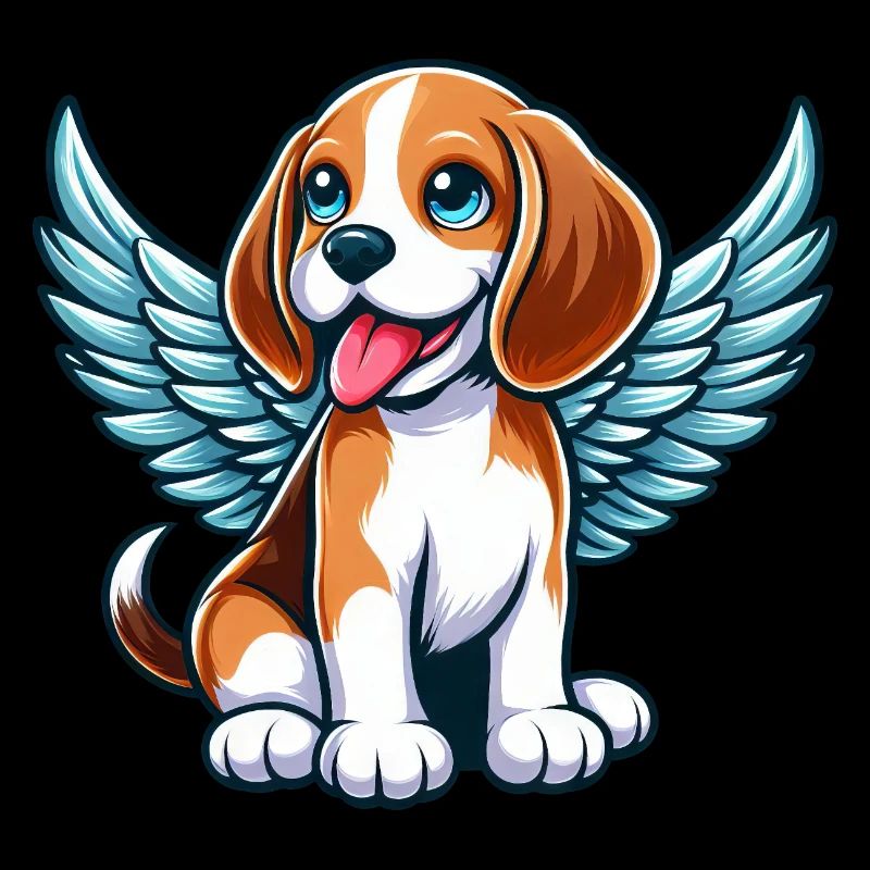 Ange Beagle mignon avec des ailes Cartoon Chibi